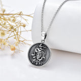 Sterling Silver Sunflower Medusa Triple Moon Goddess Amulet Pendant Necklace