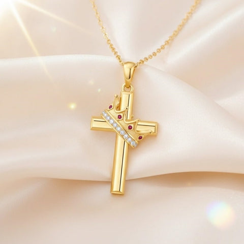 14K Gold Plated Birthstone Infinity  Cross Pendant NecklaceJewelry for Women