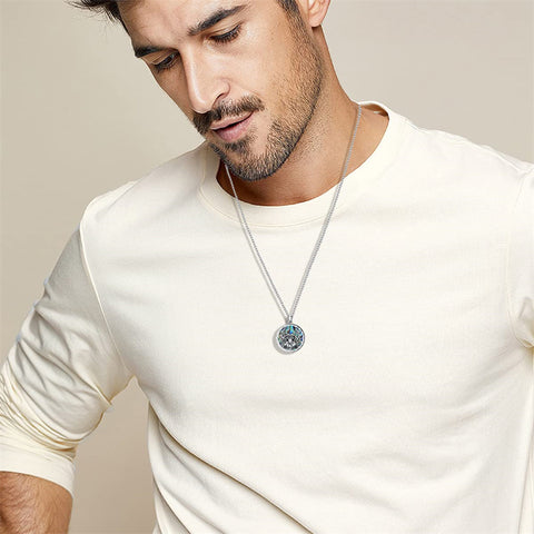 Sterling Silver Aztec Lion Cross Pendant Necklace