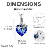 Sterling Silver Heart Crystal Hummingbird Urn Necklace for Ashes