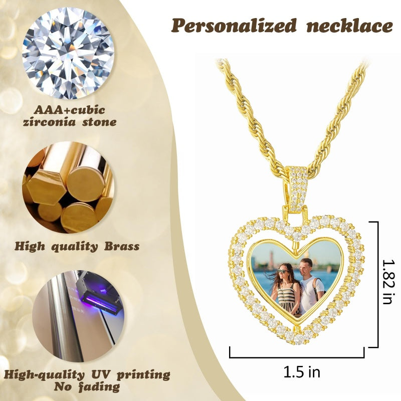 14K Gold Plated Personalized Photo Pendant Necklace Personalized Gift