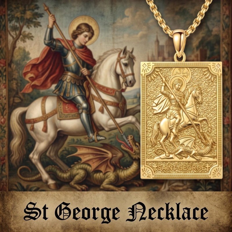14K Gold PlatedJesus Saint Michael Saint George Saint Jude Pendant Necklace