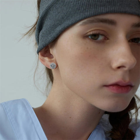 Sterling Silver Viking Raven Crow Skull Stud Earrings