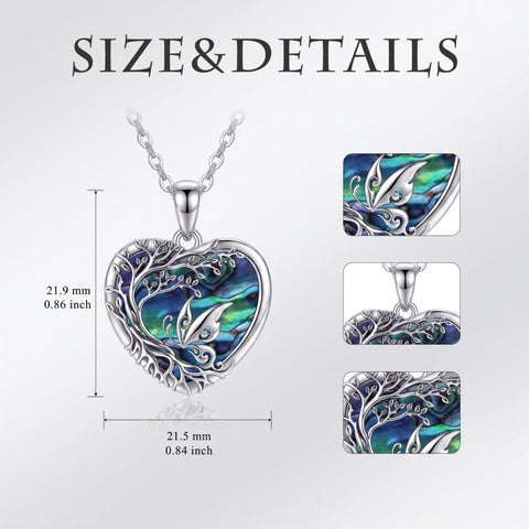 Sterling Silver Tree of Life Heart Shaped Horse Cat Dragonfly Butterfly Hummingbird Pendant Necklace
