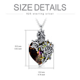 Sterling Silver Heart TearDangle Crystal Rose Cremation Urn Necklace for Ashes