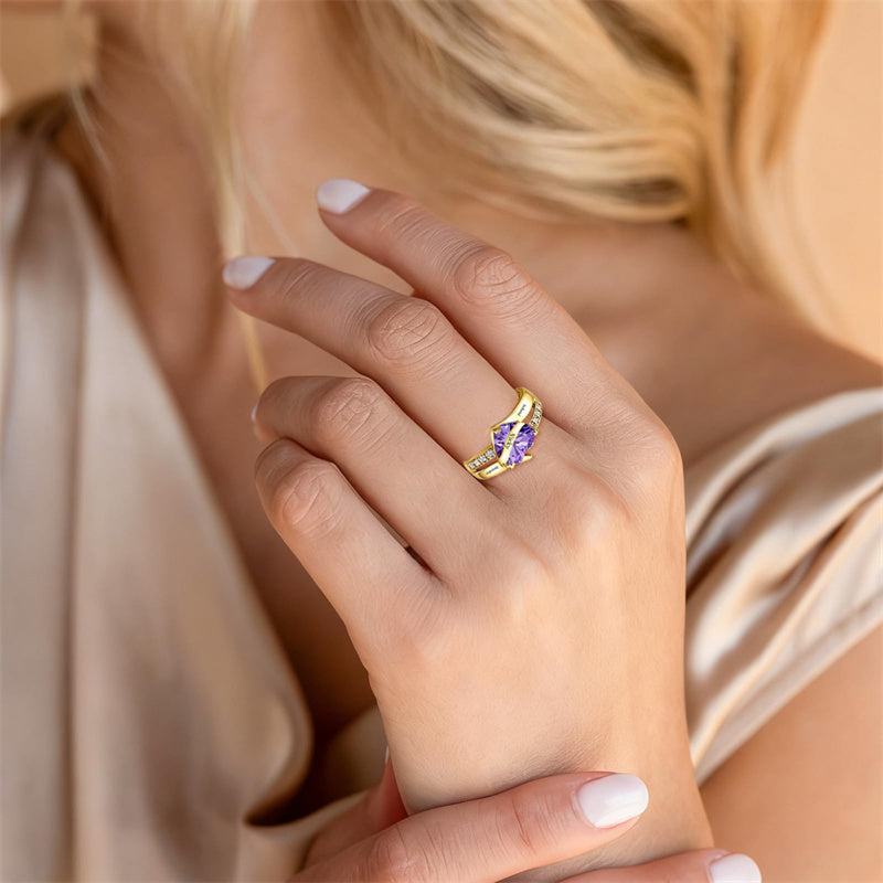 Copper Custom Birthstone Engraved Class Ring Graduation Ring for Her