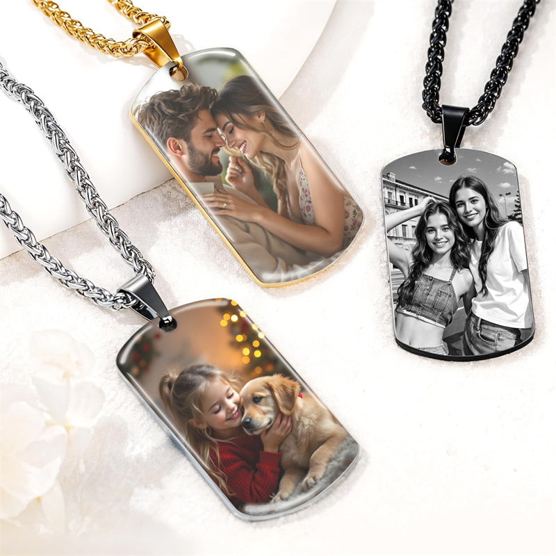 Stainless Steel  Personalized Photo Pendant Necklace for Men