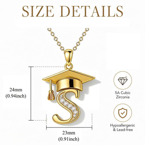 Initial  Graduation 14K Gold Plated Inspiring Grad Pendant Necklace Graduations Jewelry Gifts