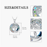 Sterling Silver Crystal Triple Moon Goddess Hamsa Hand Lotus Tree of Life Flower of Life Chakra Pendant Necklace