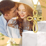 10k Gold Heart/Cross Pendant Necklace for Women Birthstone Necklace Love Necklace Jewelry for Mother's day Birthday Christmas