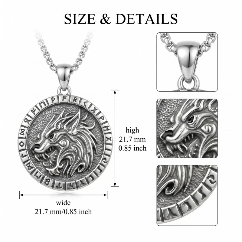 Sterling Silver Peace Sign Coexist Peace Symbol Pirate Tree of Life Thor's Hammer Wolf Raven Viking Series Necklace