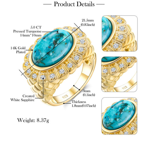 Sterling Silver Oval Turquoise Lapis Lazuli Malachite Engagement Ring for Women