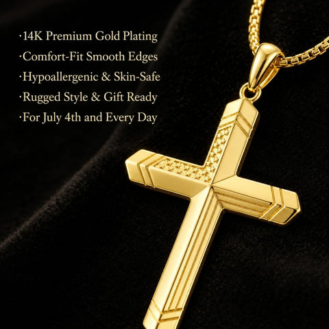 Cross Pendant Necklace  14K Gold Plated Christian Faith Jewelry