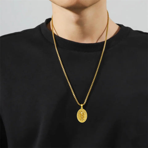 Sterling Silver Saint Christopher St Michael Saint Sebastian Amulet Pendant Necklace