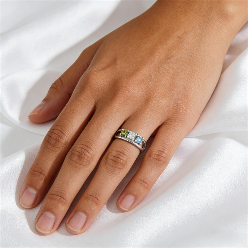 Sterling Silver 2-5 Birthstones Family Ring Gifts for Mother's Day