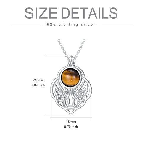 Sterling Silver Tiger Eye Celtic Knot Pendant Necklace