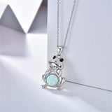 S925 Sterling Silver Frog Necklace for Women Opal/Turquoise/Moonstone/Moss Agate Necklace Pendant Necklace for Women