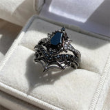 Sterling Silver 10K  14K  18K Gold 1CT-4CT Black Onyx Engagement Ring Gothic Wedding Promise Ring