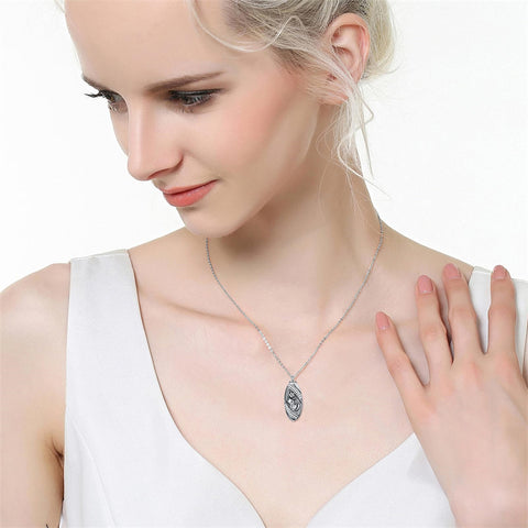 Sterling Silver Oval Paw Prints Dog FootPrints  Heart Rabbit Urn Necklace for Ashes Keepsake Jewelry for Women