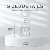 Sterling Silver Key Padlock Heart Key Lock Pendant Love Necklace Jewelry for Women Valentine's Day Birthday Gift