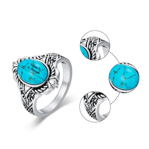 14K Gold Plated Turquoise Ring Western Jewelry Anniversary Birthday Gift for Women