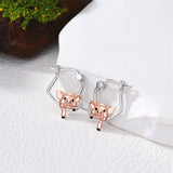 Sterling Silver Fox Frog Leopard Peacock Puppy Animal Hug Hoop Earrings