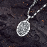 925 Sterling Silver St Michael Oval Round Medal Archangel Cross Necklace
