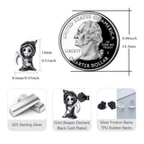 Grim Reaper Earrings Sterling Silver Ghost Earrings Devil Studs Black horror Earrings Halloween Earrings Skull Jewelry for Women Teen Girls