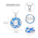 Angel Number Necklace for Women Lover Mother Sterling Silver 444 Necklace with Blue Opal Flower Pendant Jewelry Gifts