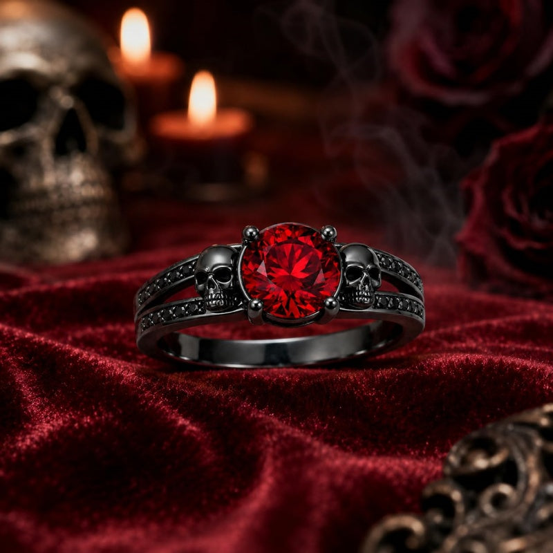 Sterling Silver 10K 14K 18K Gold Personalized Gothic Skull Ring Exquisite Spooky Jewelry for Halloween Lovers