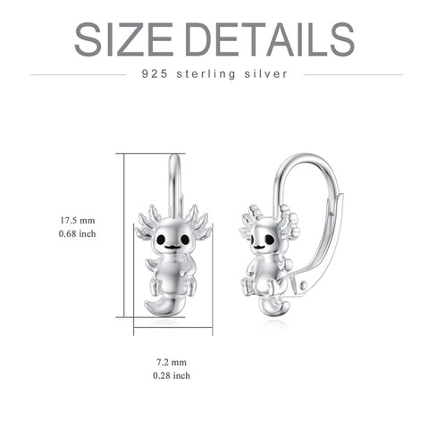Sterling Silver Axolotl Leverback Earrings