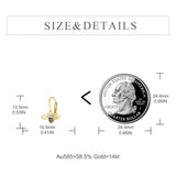 14K Yellow Gold Honey Bee Leverback Earrings
