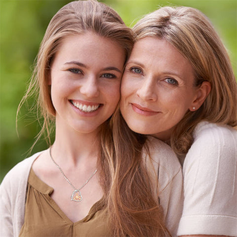 Sterling Silver Cubic Zirconia Mother Daughter Father Daughter Pendant Necklace