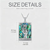 Sterling Silver Abalone Shell Tarot Card Pendant Necklace Gifts for Birthday Halloween Anniversary Valentine’s Day