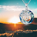 Sterling Silver Mustard Seed Black Cat Hummingbird Cross and Mountain Mountain Turquoise Sun and Moon Pendant Necklace