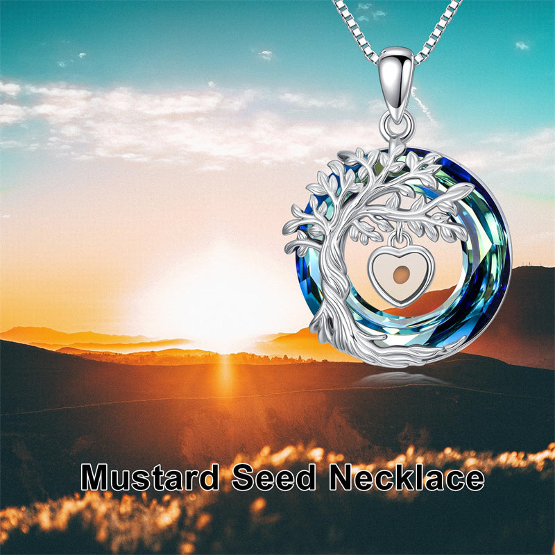 Sterling Silver Mustard Seed Black Cat Hummingbird Cross and Mountain Mountain Turquoise Sun and Moon Pendant Necklace