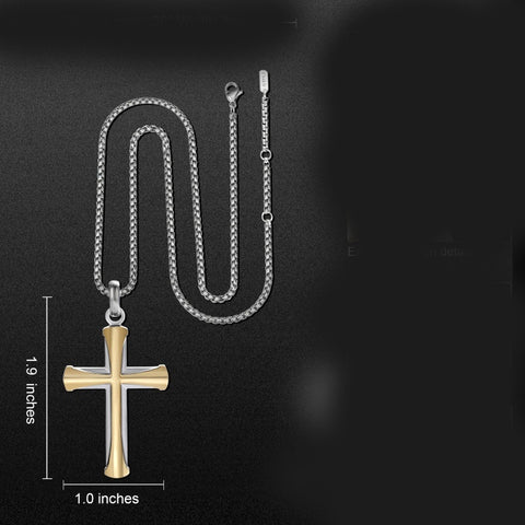 14K Gold Plated Cross Necklace for Men with Adjustable Chain Jewelry Gift for Him
