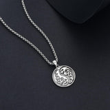 Sterling Silver Yin Yang Wolf Dragon Scorpion Tiger Wolf Phoenix Pendant Necklace