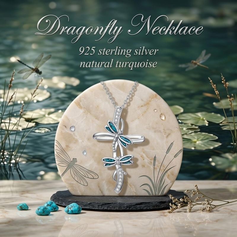 14K Gold Plated Turquoise Turtle Dragonfly Hummingbird Pendant Necklace