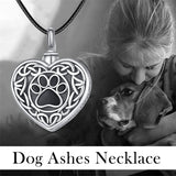 Pet Dog Celtic Urn Necklace Cremation Jewelry for Ashes Sterling Silver Paw Print Necklace Memorial Jewelry