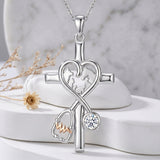 14K Gold Plated  Birthstone Stethoscope Cross Necklace Graduation Gifts for Women RN