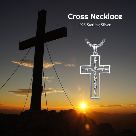 Sterling Silver Cross Christian Pendant Necklace