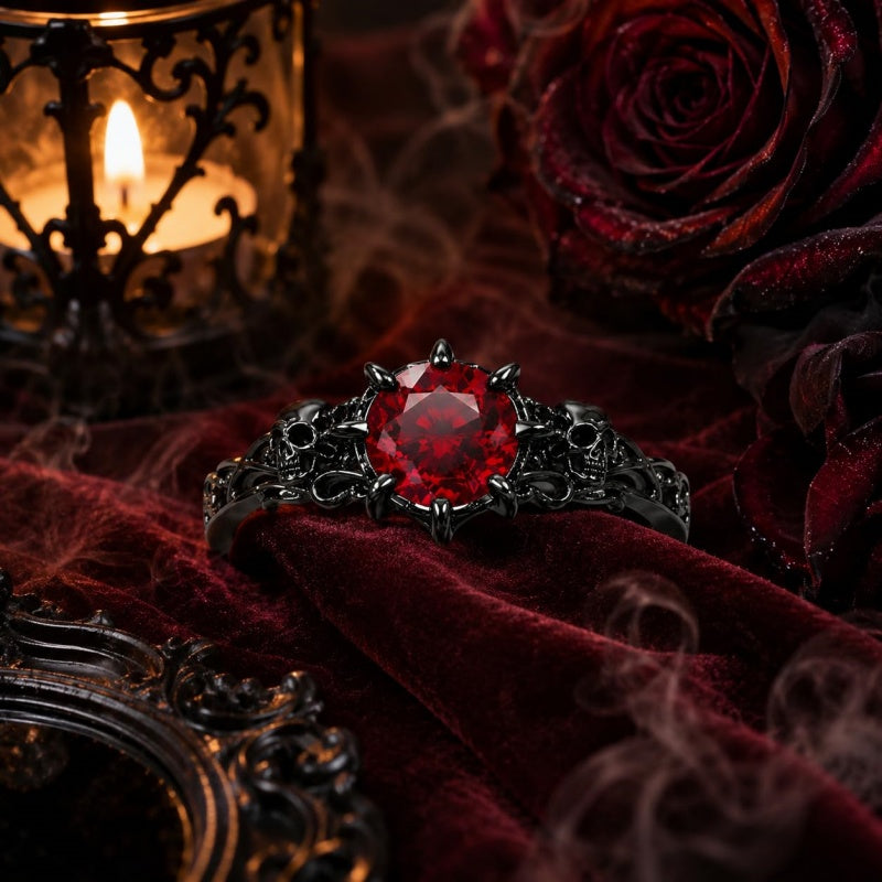 Sterling Silver 10K 14K 18K Gold Personalized Gothic Skull Ring Exquisite Spooky Jewelry for Halloween Lovers