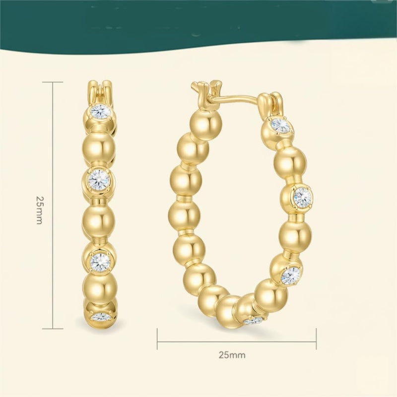 14K Gold Plated Round Cubic Zirconia Hoop Earrings for Women