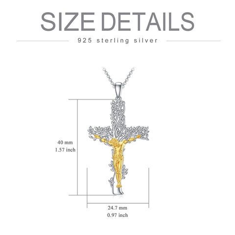 Sterling Silver Cross Clover Rose Turquoise Moss Agate Healing Crystal  Tree of Life Christ Crucifix Pendant Necklace