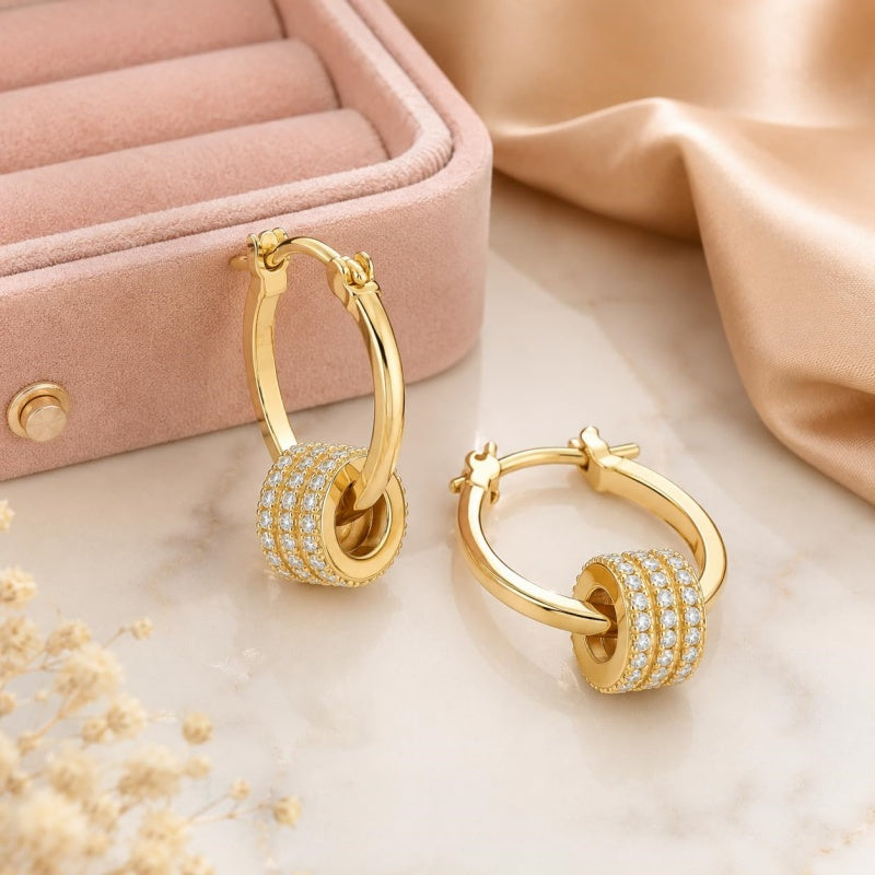 14K Gold Plated Cubic Zirconia Knot  Earrings for Women