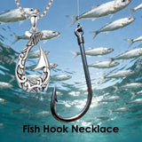 Sterling Silver Deer Bass Fish Wild Duck Fish Hook Pendant Necklace Hunting Jewelry Gifts for Men