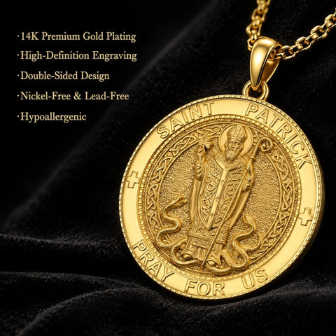 Patron Saint Medal Gold Plated Catholic Pendant Christian Religious Necklace Amulet Jewelry
