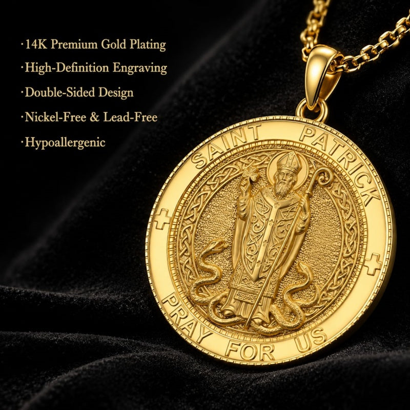 Patron Saint Medal Gold Plated Catholic Pendant Christian Religious Necklace Amulet Jewelry