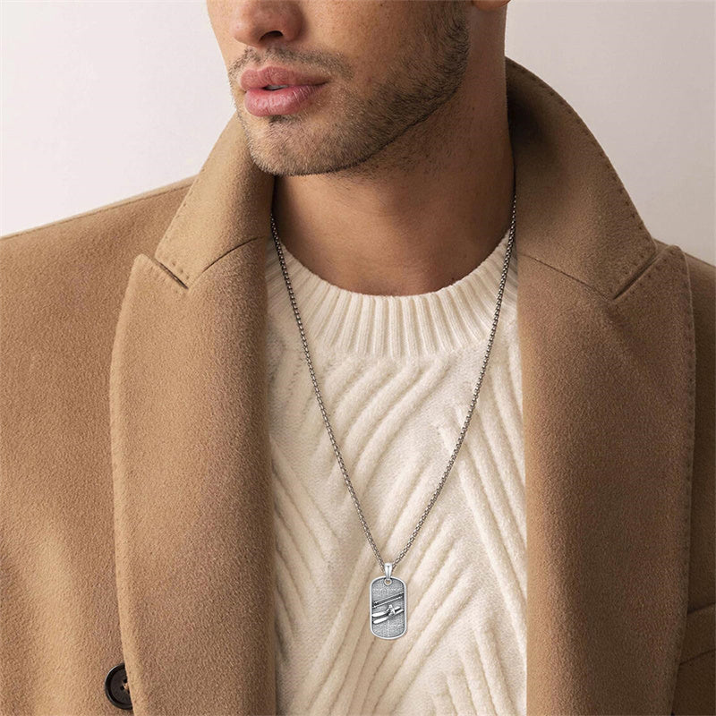 Sterling Silver Dog Tag Baseball Basketball Softball Soccer Pendant Necklace for Men